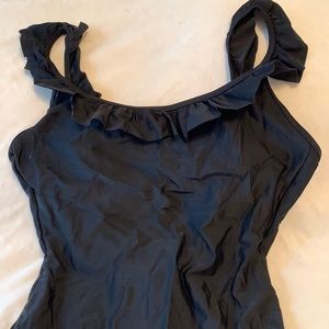 J.CREW BLACK RUFFLE SLEEVE ONE PIECE SWIMSUIT